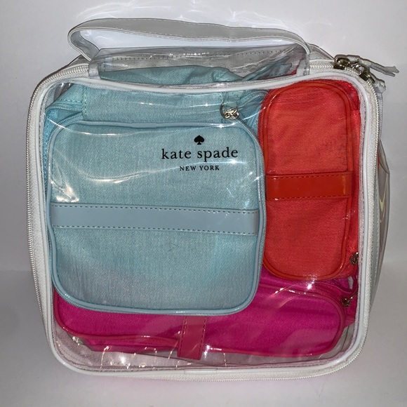 4p Kate Spade Cosmetic Case Makeup Bag Set 🤍💙💖🧡 - Picture 2 of 12
